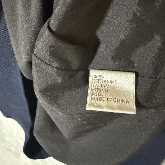 Peter Millar XL 1/4 Zip Sweater Merino Wool Blend Navy Blue Pullover Floridian - Picture 7 of 7